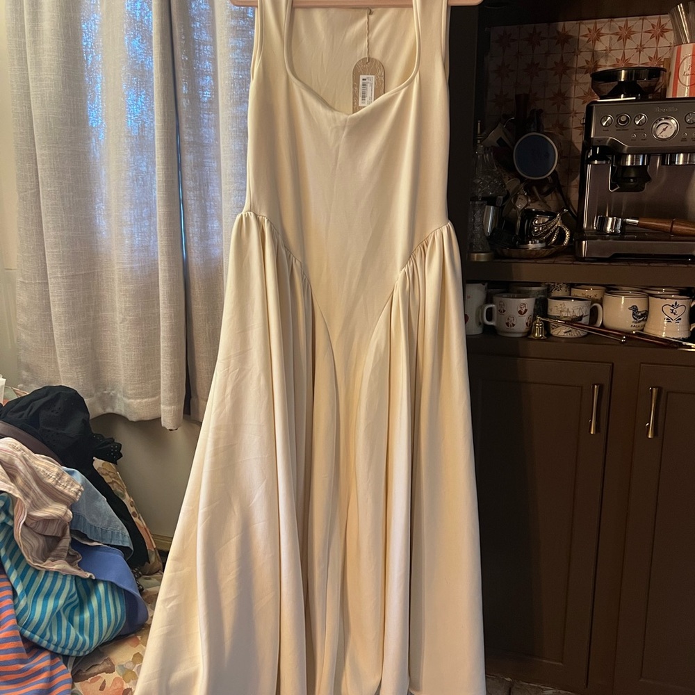 Meshki Scuba Jersey Midi Dress in Ivory - Picture 11 of 11